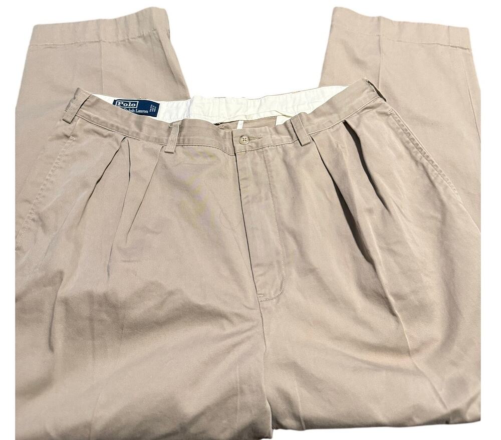 Polo Ralph Lauren Andrew Khaki Pleated Chino Pants, Men's 38x26